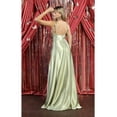thumbnail image 2 of Women's May Queen MQ1901 Scoop Neck High Slit Long Satin Bridesmaid Dress Sage Green 16, 2 of 5