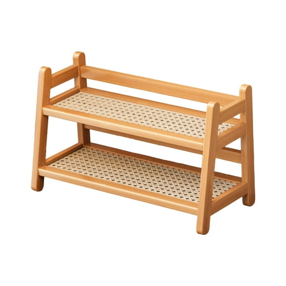 yotijay Water Cup Display Rack 2 Layer Storage Shelf for Home Coffee Bar Accessories Wood