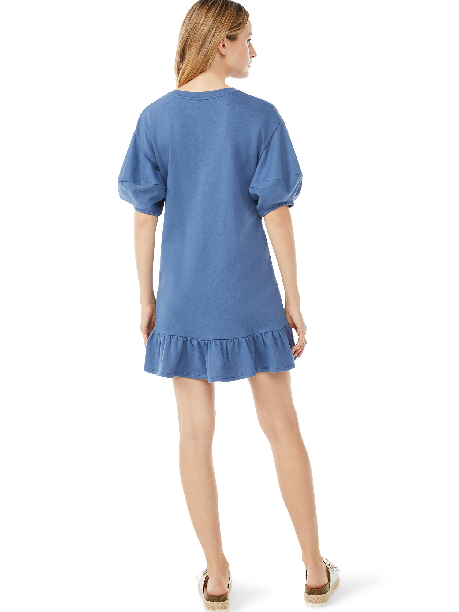Scoop Women's Sweatshirt Dress with Ruffle Hem