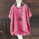 thumbnail image 5 of Craaazy Women Casual Loose Fit Blouse, Solid Color Short Sleeve Cotton Linen Tops, Comfy Round Neck Tunic for Daily Wear Gifts, 5 of 6