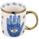 thumbnail image 1 of Taza de cerámica Evil Eye, taza de café decorativa, taza de leche turca, taza de agua para el hogar con asa, 1 of 8