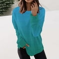 thumbnail image 2 of Loopsun Womens Fall Tops, Sweatshirts for Women, Women's Fashion Casual Printed Long Sleeve Round Neck Sweatshirt Blouse Tops Dark Blue, M, 2 of 5
