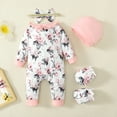 thumbnail image 3 of Newborn Baby Girls Clothes Newborn Girls One-piece Bodysuit Flower Print Newborn Girls Long Sleeve Floral Bodysuit with Headband Pink, 3 of 10