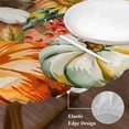 thumbnail image 3 of Burnt Orange Pumpkins Fall Round Tablecloth, Fitted Table Cover with Elastic for 45"-54" Round Tables, Thanksgiving Cat Yellow Sunflowers Table Cloth Outdoor Dinning Party Waterproof Tablecloths, 3 of 7