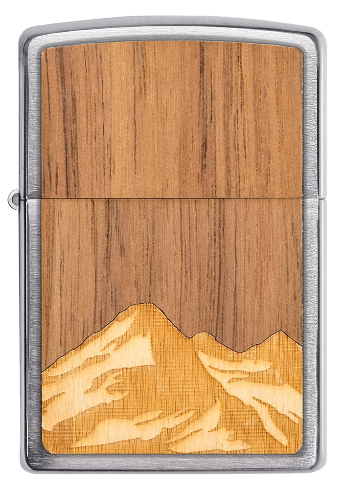 Zippo Woodchuck USA Mountains Brushed Chrome Pocket Lighter