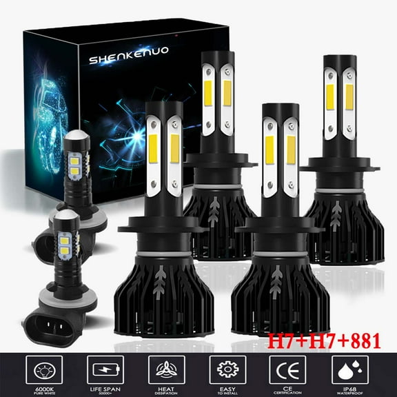 For Hyundai Veloster 2012-2017 Headlights,H7 LED High/Low Beam and 881 Fog light Bulbs,6pcs