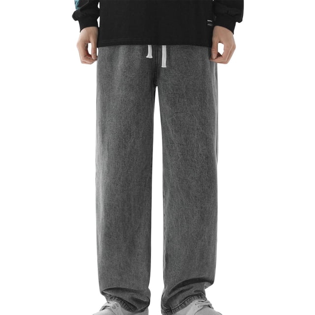 Pantalones de mezclilla rectos con bolsillos y estampado degradado vintage para hombre