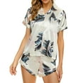 thumbnail image 2 of Women's Satin Pajama Set 2-Piece Sleepwear Loungewear Button Down Short Sleeve Silky PJ Set, 2 of 5