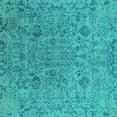 thumbnail image 1 of Ahgly Company Machine Washable Indoor Square Oriental Turquoise Blue Industrial Area Rugs, 7' Square, 1 of 4