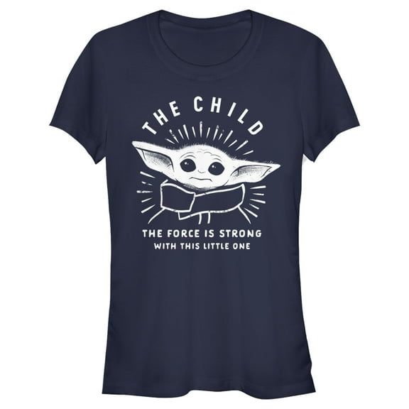 Junior's Star Wars: The Mandalorian The Child Force Is Strong Graphic Tee Navy Blue Small