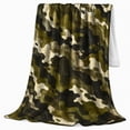 thumbnail image 2 of Layered Woodland Camouflage With Subtle Contour Lines, Soft Flannel Blanket with Textured Woodland Camouflage Print, Housewarming Gift and Home Decor for Bedroom and Living Room, 2 of 7