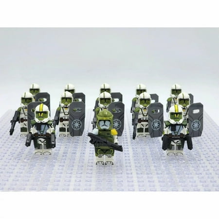13pcs Galactic Army Troopers Minifigure Set – Elite Clone Soldiers with Shields, Collectible Sci-Fi Building Blocks for Fans and Enthusiasts