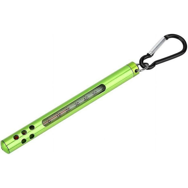 Termómetro de agua, termómetro de pesca con mosca al aire libre, herramienta de pesca con mosca, accesorios de pesca de metal, 1 paquete verde