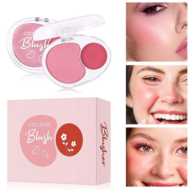 Mareep Blush Creamy Cheek Color Cheek Tint Cheek RougeDouble Powder Blusher Mud Soft and Glutinous Feeling Facial Beautification and Brightening Powder Blusher Cream