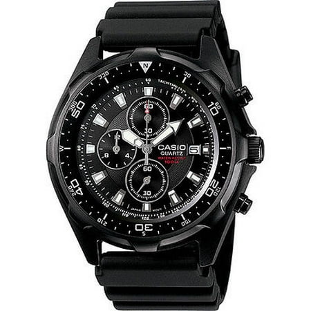 Gear Chronograph Watch - Casio AMW330B-1A1 Men's Black IP Marine Gear Chronograph Sports Diver Watch