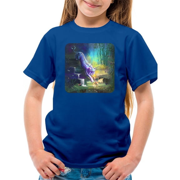 Tiger And Tiny Dragon T-Shirt Juniors -Rose Khan Designs,  x-Small