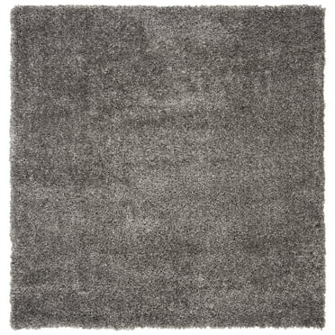 SAFAVIEH Fontana Jamie Solid Shag Area Rug, Silver, 4' x 4' Square
