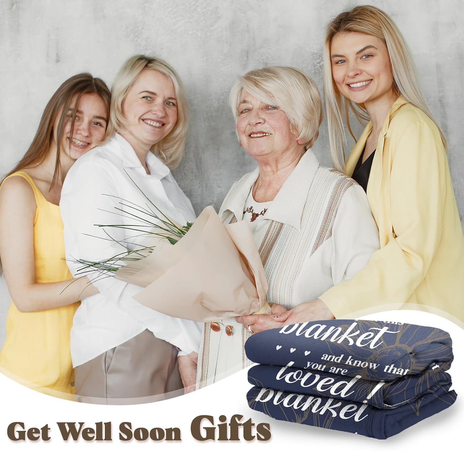 Get Well Soon Gifts, Hug Blanket, Inspirational Gifts for Her Him, Cancer Care Gifts for Women or Men, Encouragement Healing/After Surgery/Thinking of You Gifts