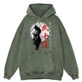 thumbnail image 3 of Sudadera con capucha retro desgastada con espíritu samurái japonés para hombre, estilo bushido, estilo hip hop, holgada, informal, para parejas, 3 of 5