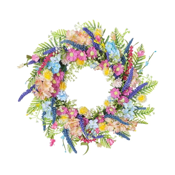 Corona de flores artificiales para decoración de puertas, adorno floral, flor artificial 45 cm