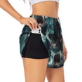 thumbnail image 1 of Balery Wave Ocean Animal Shark Pantalones cortos deportivos para mujer con forro y dos bolsillos, elásticos, para entrenamiento, gimnasio, yoga-Small, 1 of 7