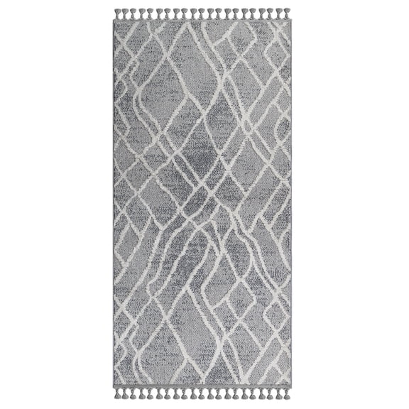 Farida Grey Geometric Polyester Area Rugs for Living Room Jacquard Textured Modern Rugs Soft Geometric Rug for Bedroom Washable Rug Non-Slip Bohemian Carpet Perfect for Dining Room Office Beige