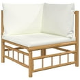 thumbnail image 3 of vidaXL 6 Piece Patio Lounge Set with Cream White Cushions Bamboo, 3 of 7