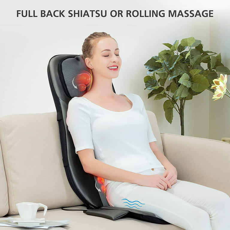 Back Massager with Heat, Chair Massage Pad, Shiatsu and Rolling