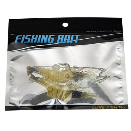 Luminous Soft Artificial Shrimp Bait with Hook - Black and Yellow Fishing Lure Accessory