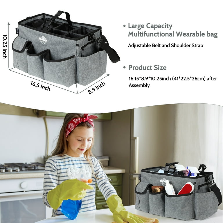 Large Wearable Cleaning Caddy Bags with Handle and Shoulder and Waist  Straps,for Cleaning Supplies,for Furniture Storage,Car Organizer 