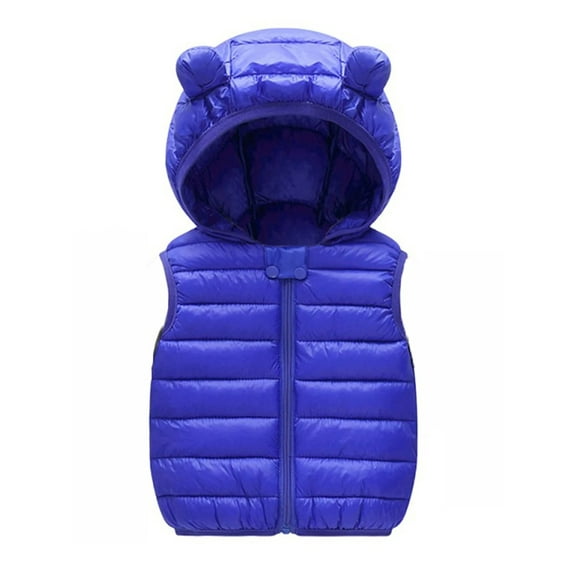 XBASW Kids Toddlers Baby Girls Boys Winter Vest Solid Color down Cotton Waistcoat Ears Hooded Warm Sleeveless Jacket Outerwear 1-6T