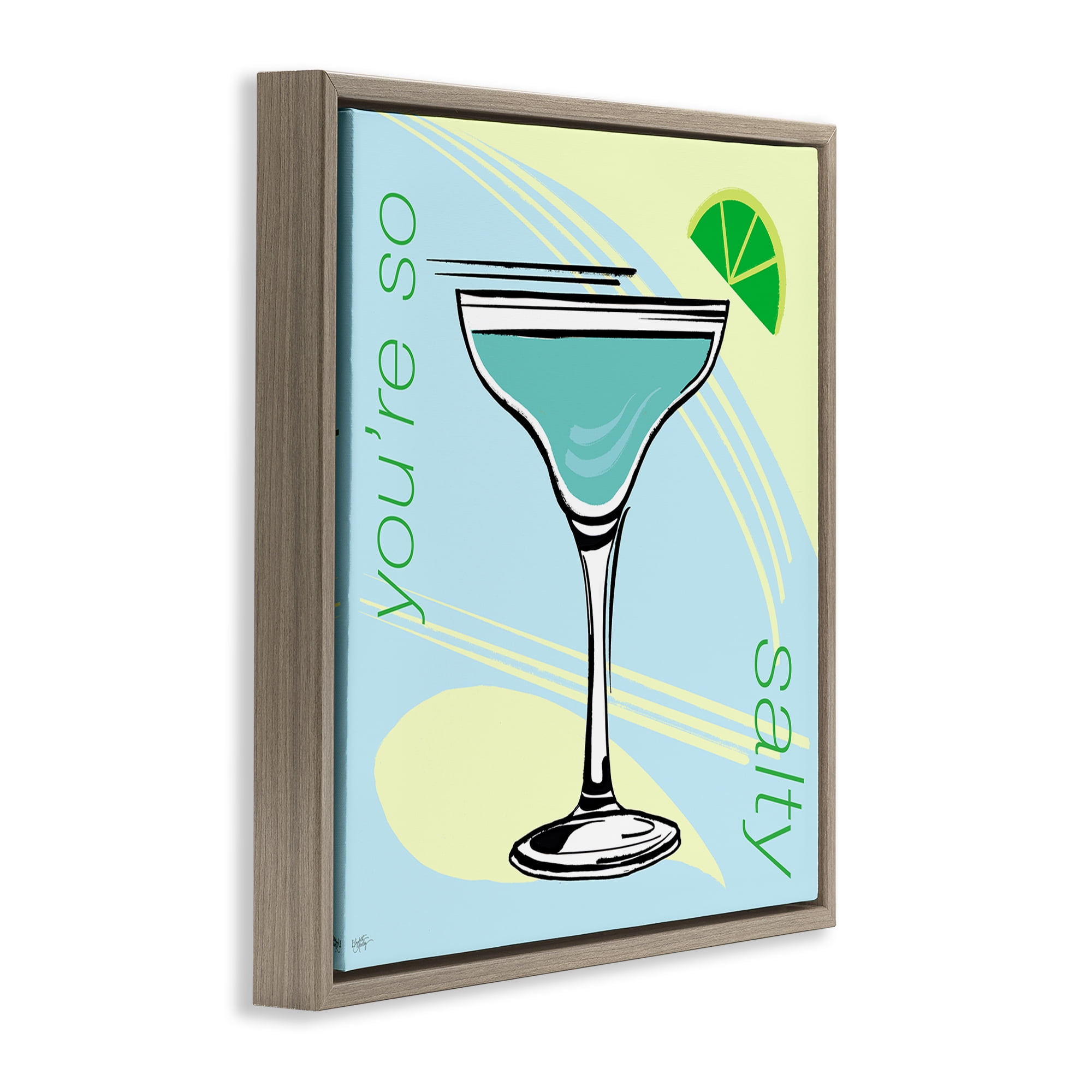 Stupell Industries You're So Salty Cocktail Food & Beverage Painting Brown Floater Framed Canvas Art Print Wall Art, 18 x 18