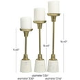 thumbnail image 3 of DecMode 3 Candle Gold Aluminum Metal Slim Candle Holder with White Marble Base, Set of 3, 3 of 13