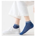 thumbnail image 4 of Women's 4-Pair Pack Lightweight Mesh Ankle Socks with Striped Cuffs Breathable Knit Texture - 4 pcs-G, 4 of 7