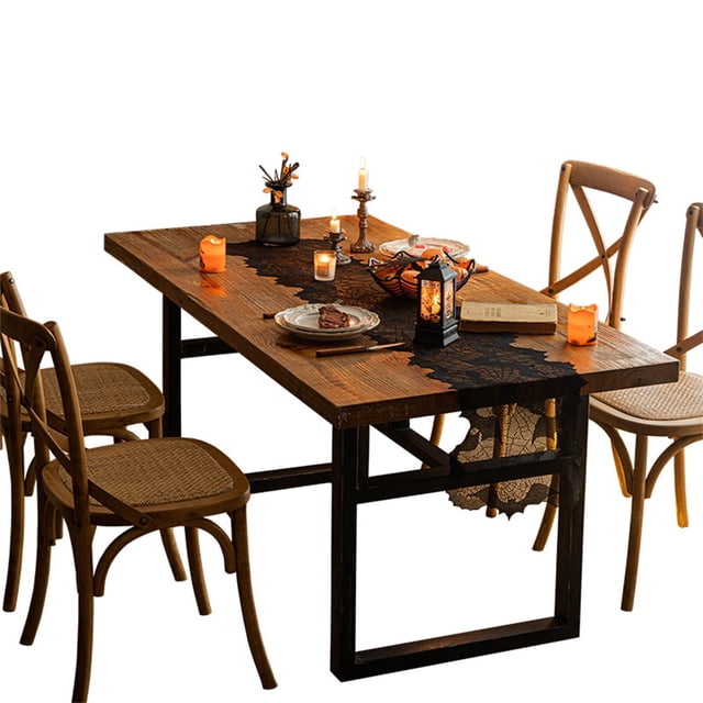 Camino de mesa de Halloween, camino de mesa de telaraña de encaje negro para decoración de mesa de Halloween, mantel espeluznante para fiesta de Halloween