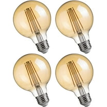 Jaspertronics G25 LED Edison Bulb 2200K Warm White Dimmable 4W 40W Eqv 350LM E26 Base Amber Glass CRI90 for Indoor Fixtures 4 Unit per pack