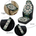 thumbnail image 6 of Xoenoiee Boho Mandala Flower Pattern Car Seat Cover Full Set, PU Leather Front Seat Covers Universal Seat Belt Pads Waterproof Armrest Cover, 5 Piece Auto Accessories for Cars, SUVs, Trucks, 6 of 7