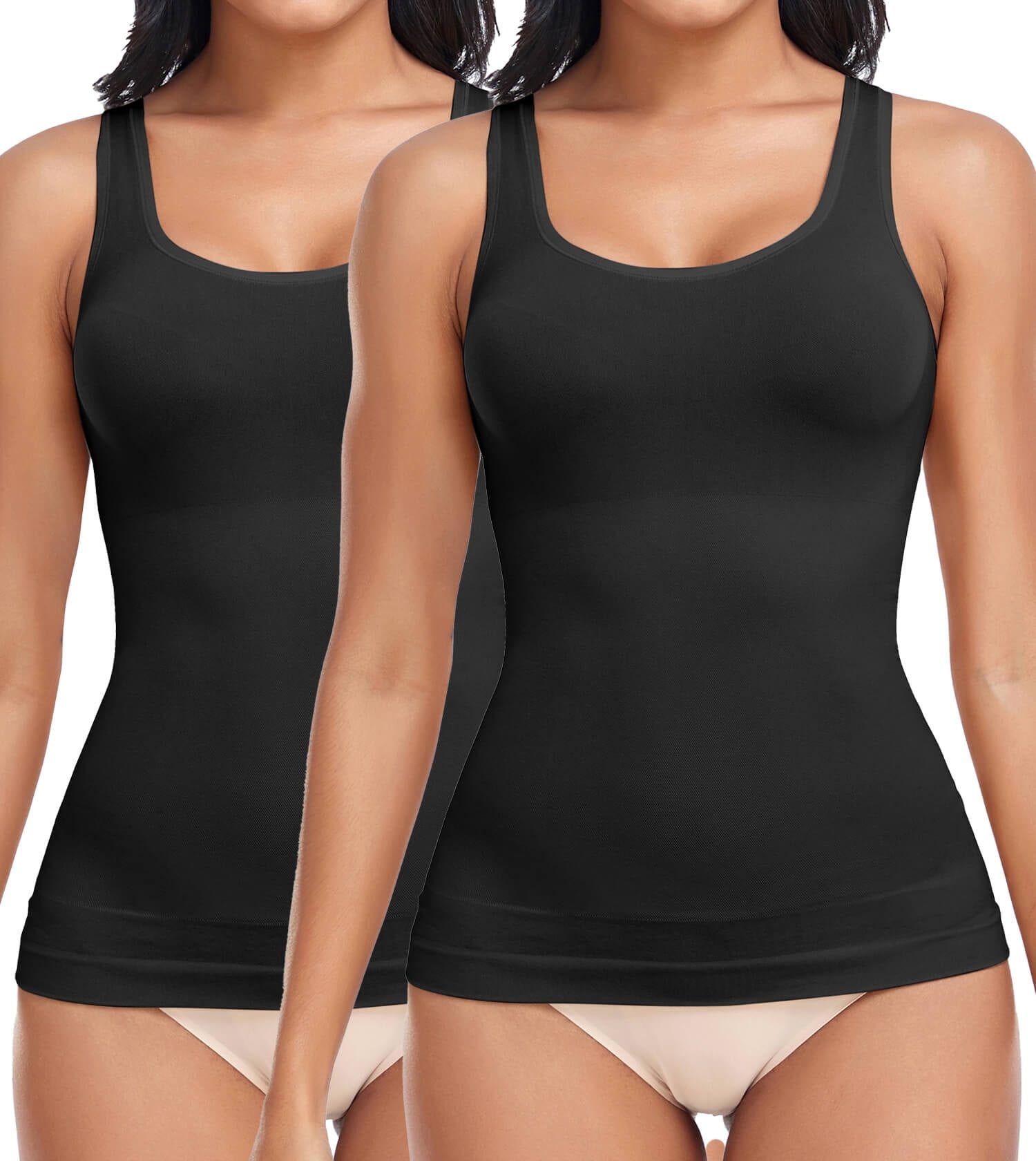 MANIFIQUE 2 Packs Scoop Neck Compression Tank Cami Tummy and Waist