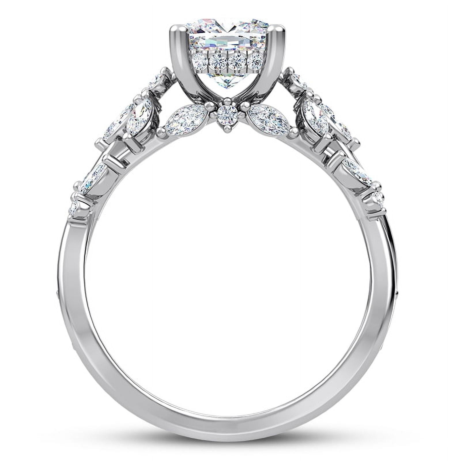 Spot Jewel 1.8 Ct Cushion Cut Lab Created Diamond Engagement Ring - Butterfly & Bee Vine Twist Solitaire Ring for Women in 14K White Gold Plated - Wedding Diamond Ring for Her - Gifts for Sister
