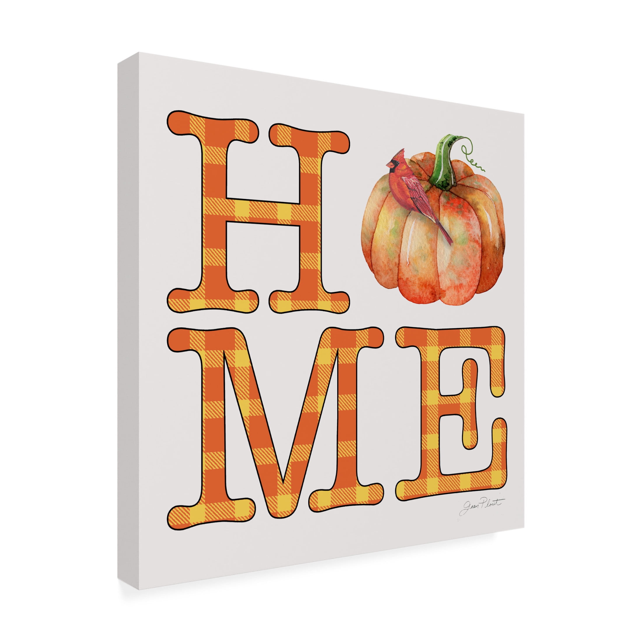 Canvas Wall Art - Jean Plout 'Fall Plaid Celebration C' Wall Art for Living Room, Bedroom, or Office Décor by Trademark Fine Art - 14 x 14 Inches