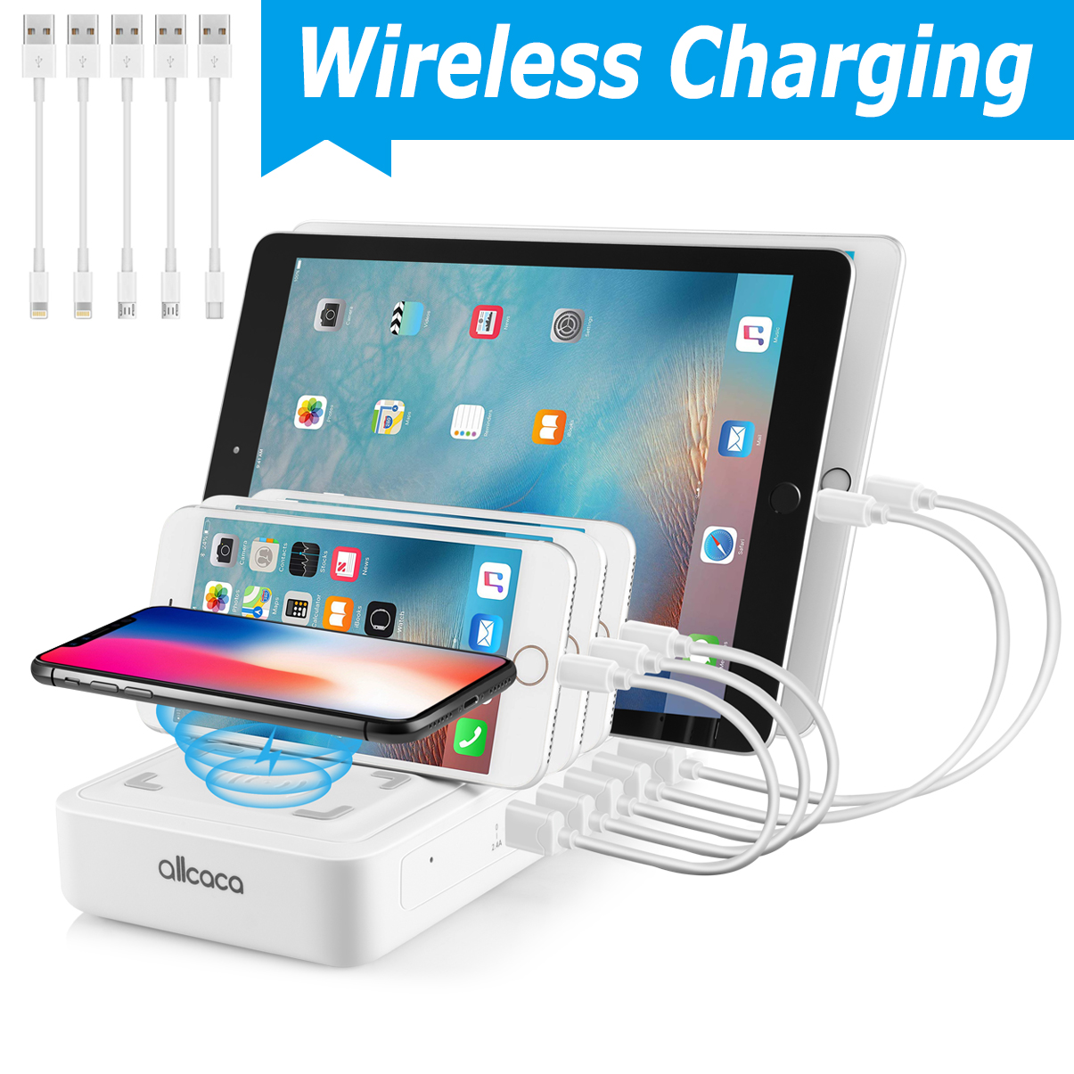 Wireless Charging Station for Multiple Devices Charging Dock