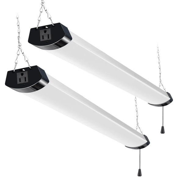 Bbounder Lot de 4 Lumières d'Atelier LED avec Réflecteur, Super Lumineuses 6500K Lumière du Jour Cool, 4400 LM, Luminaire Intégré de 4 Pieds pour Garage, Équivalent 40W