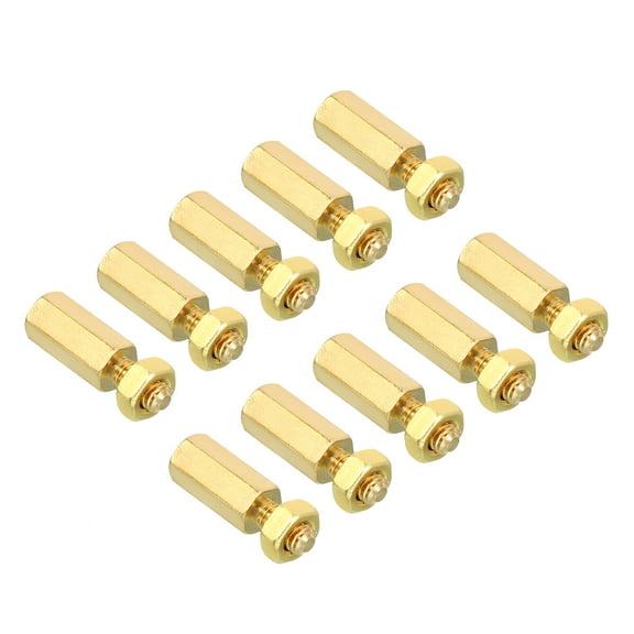 Uxcell 10mm 6mm M3 Standoff Screws 40 Pack Brass Hex Standoffs Nuts Gold Tone