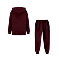 thumbnail image 4 of YOUYEDIAN Boys Girls Activewear Outfit Sets Solid Color Athletic Long Sleeve Hoodies and Sweatpants Girls Sweatsuit 6 Piece Set Unisex Kids Sweat Suit Wine 6-7 Years, 4 of 6