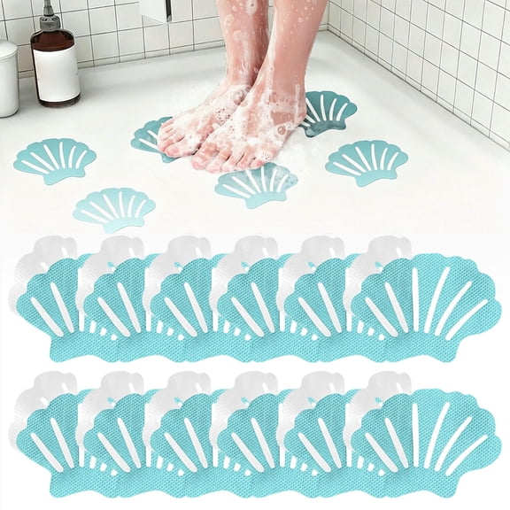 Anti-Slip Shower Stickers,12 Pcs Non-Slip Bathtub Floor Grip,River-Mussel Safety Shower Treads Adhesive Appliques,Floor Textured Sticker for Bathtub Stairs Pool,Peel & Stick Install