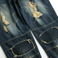 thumbnail image 4 of DeHolifer Men's Jeans Solid Retro Skinny Ripped Hole Jeans Slim Fit Distressed Stretch Denim Pants Blue 6XL(42), 4 of 7