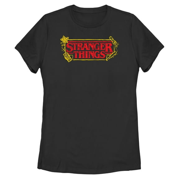 Netflix Women's Stranger Things Doodle Sketch Classic Logo T Shirt