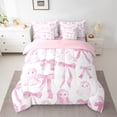 thumbnail image 2 of jejeloiu Cute Bowknot Bow Twin Bedding Sets 7-Piece,Cartoon Halloween Ghost Bedding Comforter Set,Pink White Ombre Sheet Sets For Girls,Super Cozy Bedroom Decor Reversible, 2 of 8