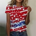 thumbnail image 2 of Yghzkop Women's Summer T-Shirts 4th of July Independence Day Casual Looes Fit V-Neck Patriotic Blouses Short Sleeve Shirts USA Flag Stars Stripes Graphic Tops Shirt, 2 of 4