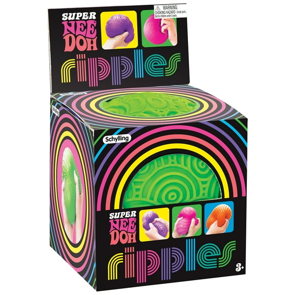 Schylling: Ripples Super NeeDoh - Surprise Style! (1) 4.25" Toy In Assorted Neon Colors & Textures, Doh-Filled, Stress Reliever, Squish-Squeeze-Pull